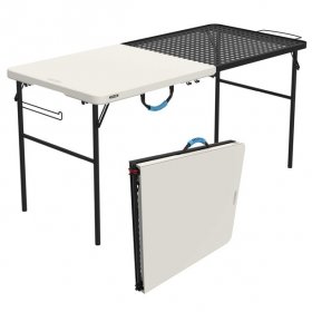 Lifetime Pumice Gray 5-Foot Folding Table for Tailgating and Camping