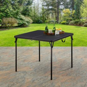 Mainstays 34" Square Resin Fold-in-Half Table, Rich Black