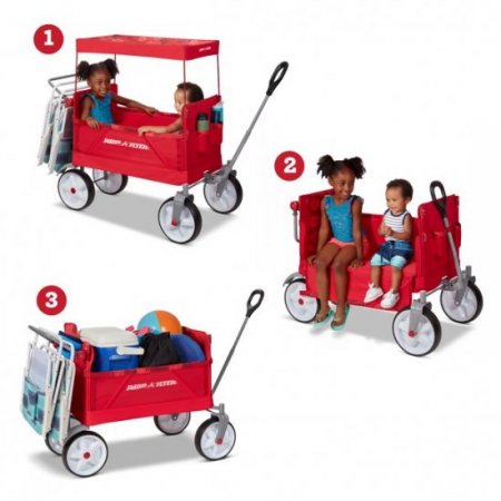 Radio Flyer, Beach & Boardwalk EZ Fold Wagon, Recycled Fabric, Red