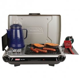Coleman Tabletop Propane Gas Camping 2-in-1 Grill/Stove 2-Burner, Gray