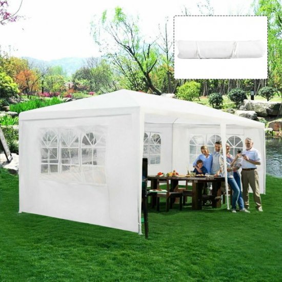 Costway 10\'x20\' Canopy Tent Heavy Duty Wedding Party Tent 4 Sidewalls W/Carry Bag