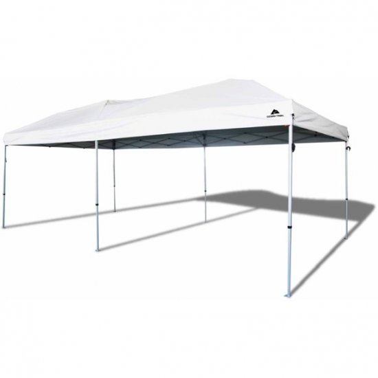 Ozark Trail 20\' x 10\' Straight Leg (200 Sq. ft Coverage), White, Outdoor Easy Pop up Canopy