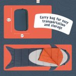 Firefly Outdoor Gear Finn the Shark Kid's Sleeping BagNavy/Gray (65 in. x 24 in.)