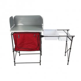 Ozark Trail Camping Table, Silver and Red, 31 Height" x 13 width" x 8.25 length"