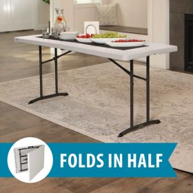 Lifetime Products 6 ft. Commercial Fold-in-Half Table, Almond (80382)