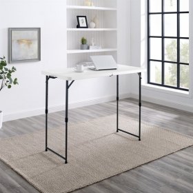 Mainstays 4' Height Adjustable Folding Table, White Granite