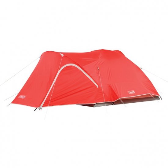 Coleman Hooligan 4-Person Backpacking Dome Tent, 2 Rooms, Red