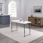 Mainstays 4 Foot Adjustable Height Folding Table, White Granite