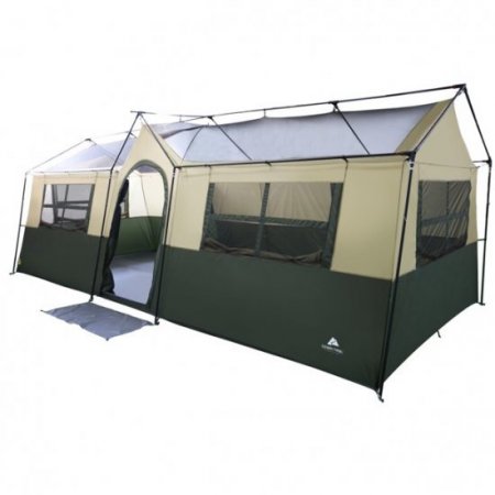 Ozark Trail Hazel Creek 12 Person Cabin Tent, 3 Rooms, Green