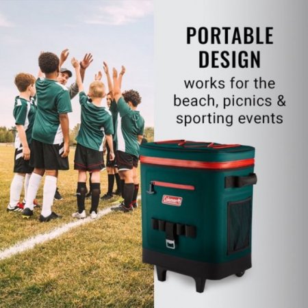 Coleman 42-Can Soft-Sided Wheeled Cooler, Evergreen