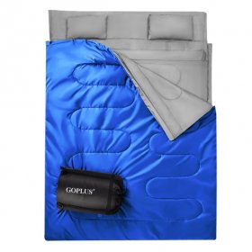 Goplus Double 2 Person Sleeping Bag Waterproof w/ 2 Pillows Camping Queen Size XL