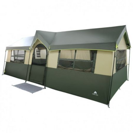 Ozark Trail Hazel Creek 12 Person Cabin Tent, 3 Rooms, Green