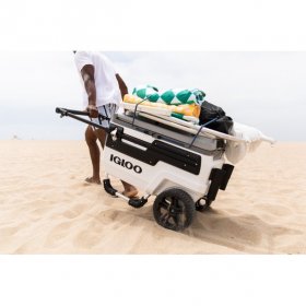 Igloo Trailmate Marine 70 Quart, Wheeled Cooler, White and Black