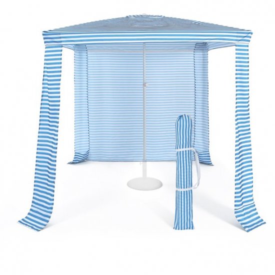 Costway 6.6\' x 6.6\' Foldable Beach Cabana Easy-Setup Beach Canopy W/ Carry Bag Blue