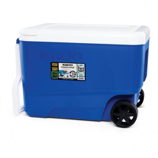 Igloo 38 Qt Wheelie Cool Rolling Ice Chest Cooler, Blue