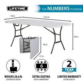 Lifetime 6 ft. Rectangle Commercial Fold-In-Half TableWhite